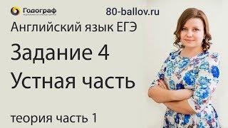 ЕГЭ по английскому языку 2019. Задание № 4. Устная часть. Теория (часть 1)