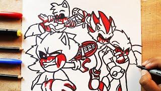 COMO DIBUJAR a SONIC.EXE VS SHADOW.EXE VS KNUCKLES.EXE VS TAILS.EXE