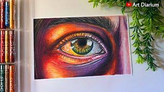 Realistic Sad Eye Drawing with Oil Pastels for Beginners Step-by-Step