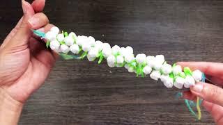 How To Make Artificial Flowers / tissue paper craft / Jasmine flower garland