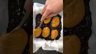 Double Dark Chocolate BROWNIES Topped with Creamy Spiced Pumpkin - Happy Bake Day