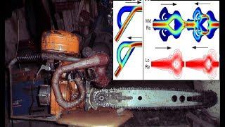 клапан теслы вместо глушителя . Tesla valve on a two-stroke engine.