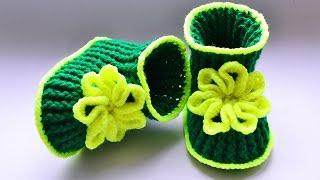 Пинетки крючком. Мастер класс. Baby booties, crochet DIY