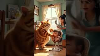 Babies mother hit pussy cat#trending #cat #cute #pets #animals #trendingshorts #baby #mother