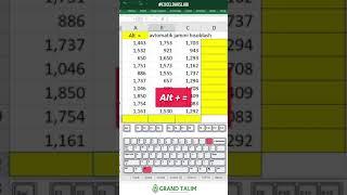 Excelda tez ishlash uchun: Alt+= klaviaturada summani tez chiqarish. Excel darslari #shorts