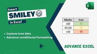 Insert Custom Icon in conditional Formatting | Insert Smiley | Insert Emoji #excel #exceltutorial