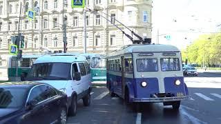 Деревянный троллейбус ЯТБ 1 1936 года  Поездка по городу на Неве  Парад SPbTrans