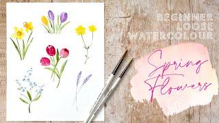 Easy Watercolour Spring Flowers for beginners