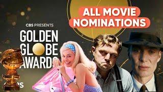 Golden Globe Awards 2024 All Movie Nominations  - Best Actor, Actress, Director, Picture, Screenplay