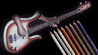 How to draw a guitar step by step  realistic colored pencil drawing in real time  draw along