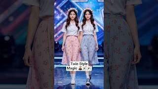 Elegant Korean Twin Girls Dance & Outfit Transformation  #Shorts
