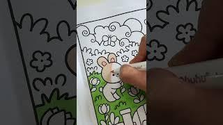 On the flower meadow │ „Tiny Town“- A Cute & Easy Coloring Book - Coloring with Ohuhu Markers