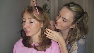 ASMR Perfectionist Blowout With Hair Rollers Hairstyle - Half Up-do, Mini Comb & Finishing Touches