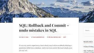 How to undo a mistake a in SQL: Rollback and Commit