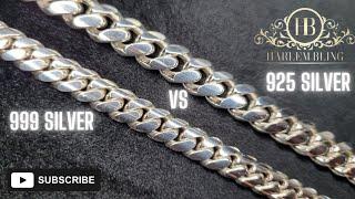 HarlemBling's 8mm 999 Silver vs. 10mm 925 Silver Miami Cuban Link Chains!