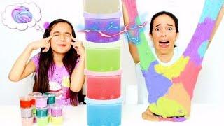 MISTURANDO SLIME POR TELEPATIA ENTRE MÃE E FILHA  Desafio Twin Telepathy  Slime Challenge