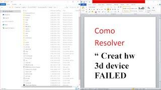 SLRR / Como Resolver Erro   "Create hw 3d device FAILED"