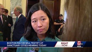 Boston Mayor Michelle Wu testifying at sanctuary cities today