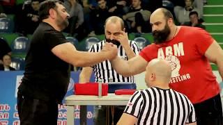 Kakha Aptsiauri vs. Malkhaz Gabeskiria. Georgian Armwrestling 2018, Masters +90 kg. Final Left.