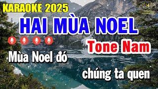 Hai Mùa Noel Karaoke Tone Nam ( D ) Nhạc Sống Dễ Hát | Trọng Hiếu