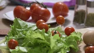 Fresh ingredients for diet and low calories. Scene. Cherry Tomatoes, bell peppers, healthy diet