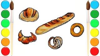 Как нарисовать ВЫПЕЧКУ / Рисуем хлеб, круассан, крендель / How to draw a BAKING