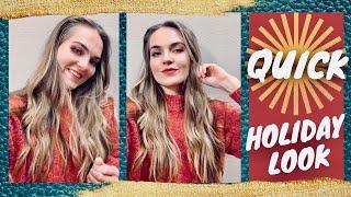 *QUICK* HOLIDAY-INSPIRED LOOK  (Voiceover) Makeup, Hair, + Outfit - VLOGMAS DAY 24