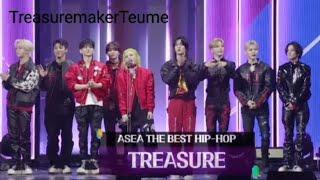 Treasure won an award in ASEA Teumes screaming and cheering for them #treasure #yoshi #doyoung