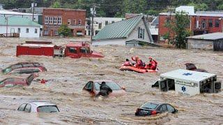 Brutal Chaos in North Carolina Today! Flash Floods Trapping Many Vehicles in I-40