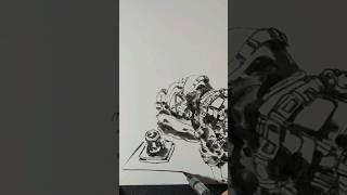 Brush pen drawing/painting from Imagination