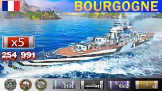  Нагибаем ранги на Линкоре "Bourgogne" X уровень Франция | [ WoWS ] World of WarShips REPLAYS