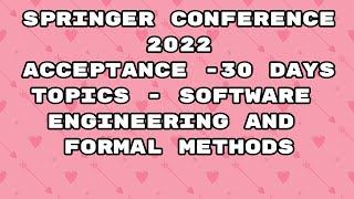 Springer Conference 2022 / springer conference / 30 days acceptance