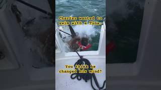 He wanted to swim with a Tuna - You think he changed his mind? #fishing #fails #fish