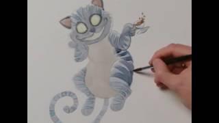 Cheshire Cat Drawing Process for Alice Through the Looking Glass