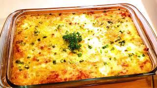 MASHED POTATOES WITH CHEESE & MEAT DISH See Ingredients in the description box | #GREAT_HOME_BAKING