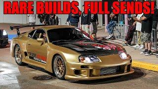 IMPORTS vs. DOMESTICS Car Meet BRINGS OUT SICK BUILDS and FULL SENDS! (MUSTANG NEARLY CRASHES!)