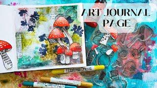 Art Journal Page with Gelli Printed Rice Paper & Distress Crayons 