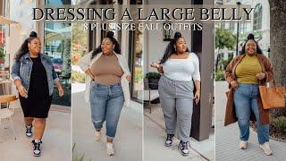 8 PLUS SIZE FALL OUTFITS FOR A LARGE BELLY | HOW TO DRESS YOUR APPLE SHAPE | FROM HEAD TO CURVE