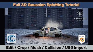 3D Gaussian Splatting full tutorial, crop, transform, mesh, import into UE5 & Collision