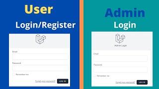 Laravel Admin And User Login | Laravel 8 Multi Auth System |Different Login For User and Admin HINDI