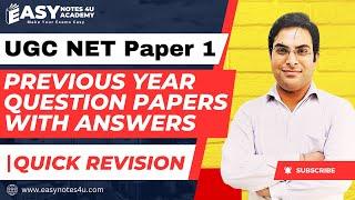 UGC NET Paper 1 Previous Year Question Papers with Answers | UGC NET Paper 1 Revision