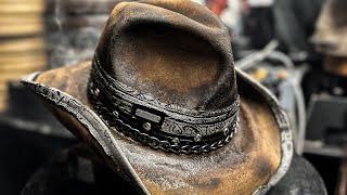 Step by Step emaciated and wasted Cowboy Hat #cowboy #hatmaker #millinery #heavymetal