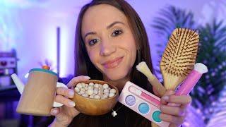 ASMR Wooden Makeup, Skincare, Haircut & Manicure  (w/ wooden soup, tea, & layered sounds)