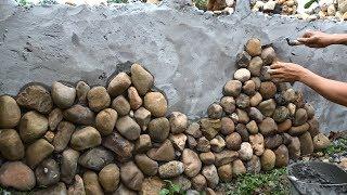 Creative Techniques Make Beautiful Walls By Using Natural Stones - Building Step By Step