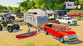 SUMMER RIVER CAMPING &  4X4 MUDDING! (700HP TRAILCAT JEEP!) | FARMING SIMULATOR 2019