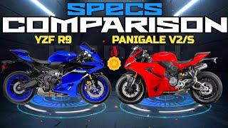 2025 New Ducati Panigale V2/S ️ 2025 Yamaha YZF R9 | Quick Specs Comparison | Which one?