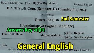 General English | सामान्य अंग्रेजी |B.A B.SC 1st Year 2nd Semester Main Exam 2024 Answer Key English