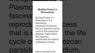 Multiple Fission in Plasmodium