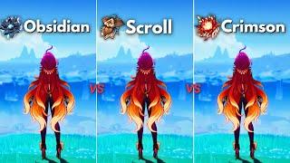 Obsidian vs Scroll vs Crimson !! Best Build for F2P Mavuika?? [ Genshin Impact ]