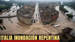 Flash flood in Italy today! Rimaggio River burst its banks, turning Sesto Fiorentino into a lake.